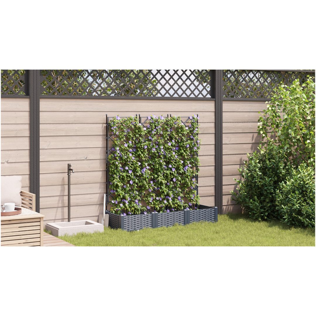 Trädgårdsplanterare med Trellis 3 st Grå vidaXL 120 x 40 x 125.5 cm – bild 4