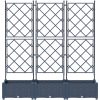 Trädgårdsplanterare med Trellis 3 st Grå vidaXL 120 x 40 x 125.5 cm – miniatyr 5