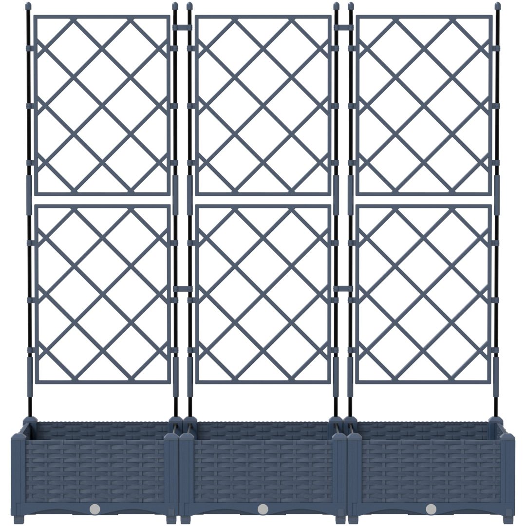 Trädgårdsplanterare med Trellis 3 st Grå vidaXL 120 x 40 x 125.5 cm – bild 5