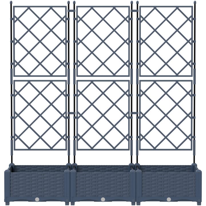 Trädgårdsplanterare med Trellis 3 st Grå vidaXL 120 x 40 x 125.5 cm – bild 5