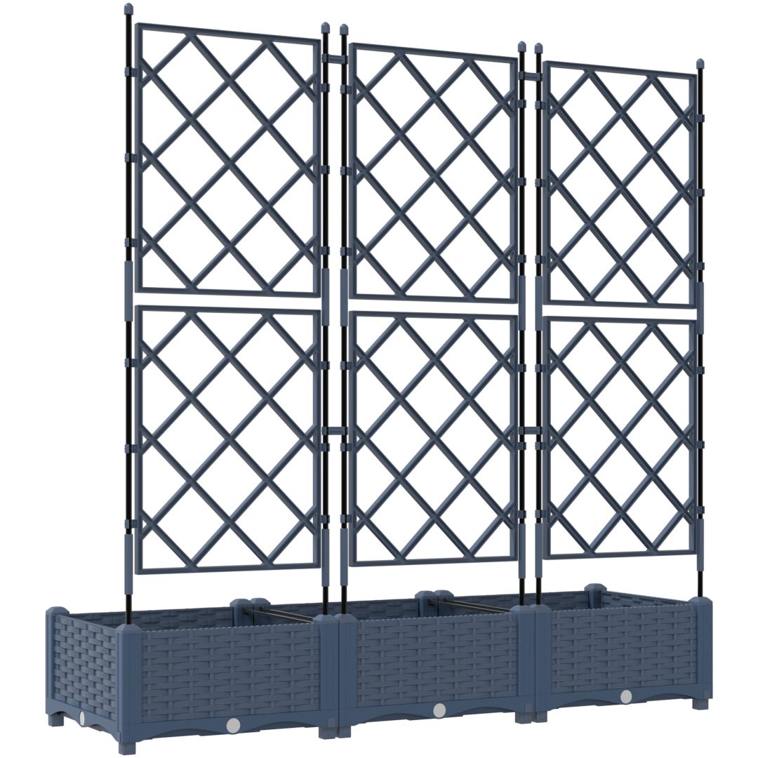 Trädgårdsplanterare med Trellis 3 st Grå vidaXL 120 x 40 x 125.5 cm – bild 7