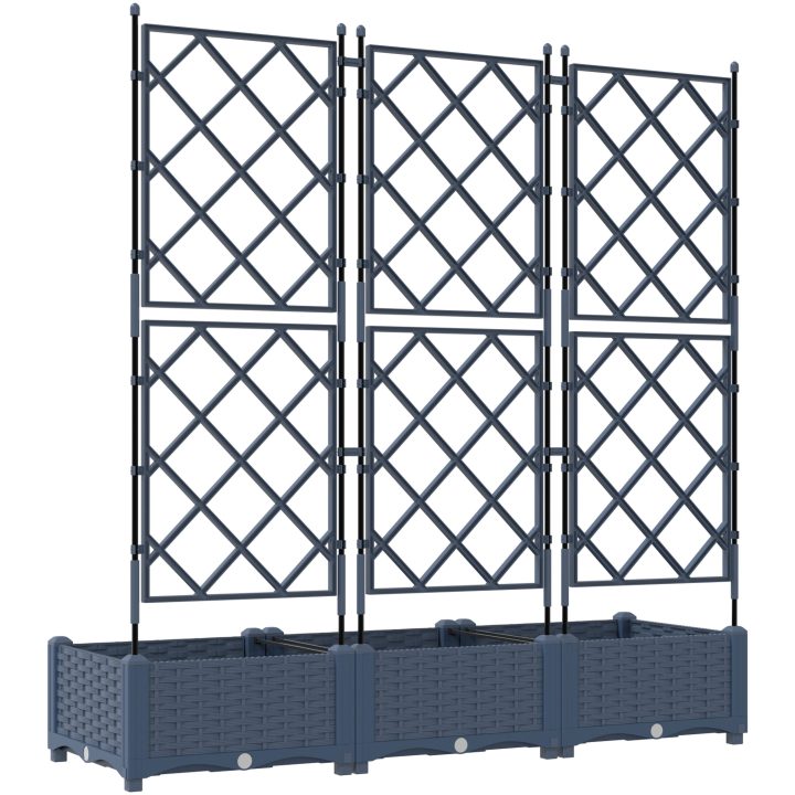 Trädgårdsplanterare med Trellis 3 st Grå vidaXL 120 x 40 x 125.5 cm – bild 7