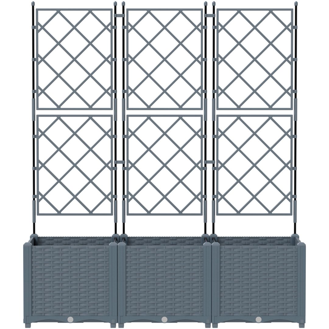 Trädgårdsplanterare med trellis 3 st Ljusgrå vidaXL 120 x 40 x 143 cm – bild 5