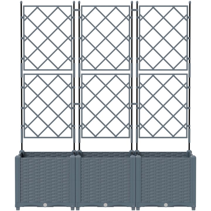 Trädgårdsplanterare med trellis 3 st Ljusgrå vidaXL 120 x 40 x 143 cm – bild 5