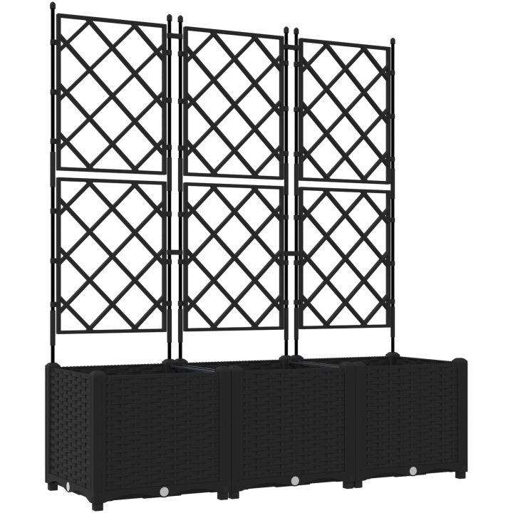 Trädgårdsplanterare med Trellis 3 st Svart vidaXL 120 x 40 x 143 cm – bild 2