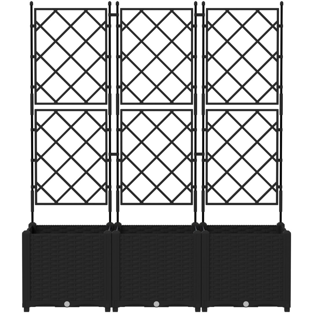 Trädgårdsplanterare med Trellis 3 st Svart vidaXL 120 x 40 x 143 cm – bild 4