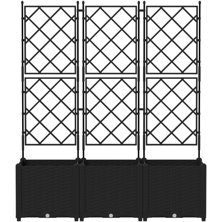 Trädgårdsplanterare med Trellis 3 st Svart vidaXL 120 x 40 x 143 cm – bild 4