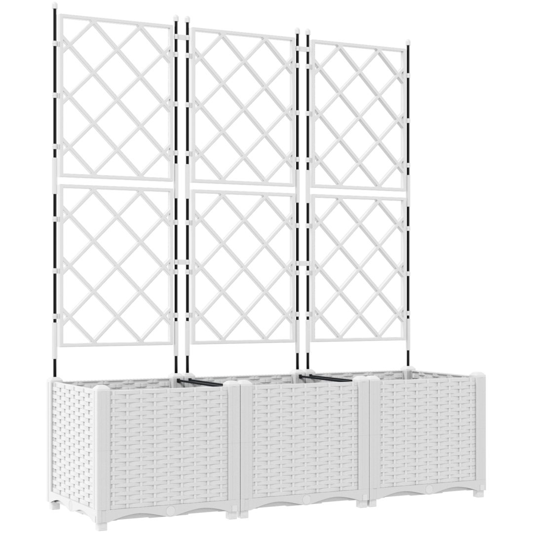 Trädgårdsplanterare med Trellis 3 st Vit vidaXL 120 x 40 x 143 cm – bild 2