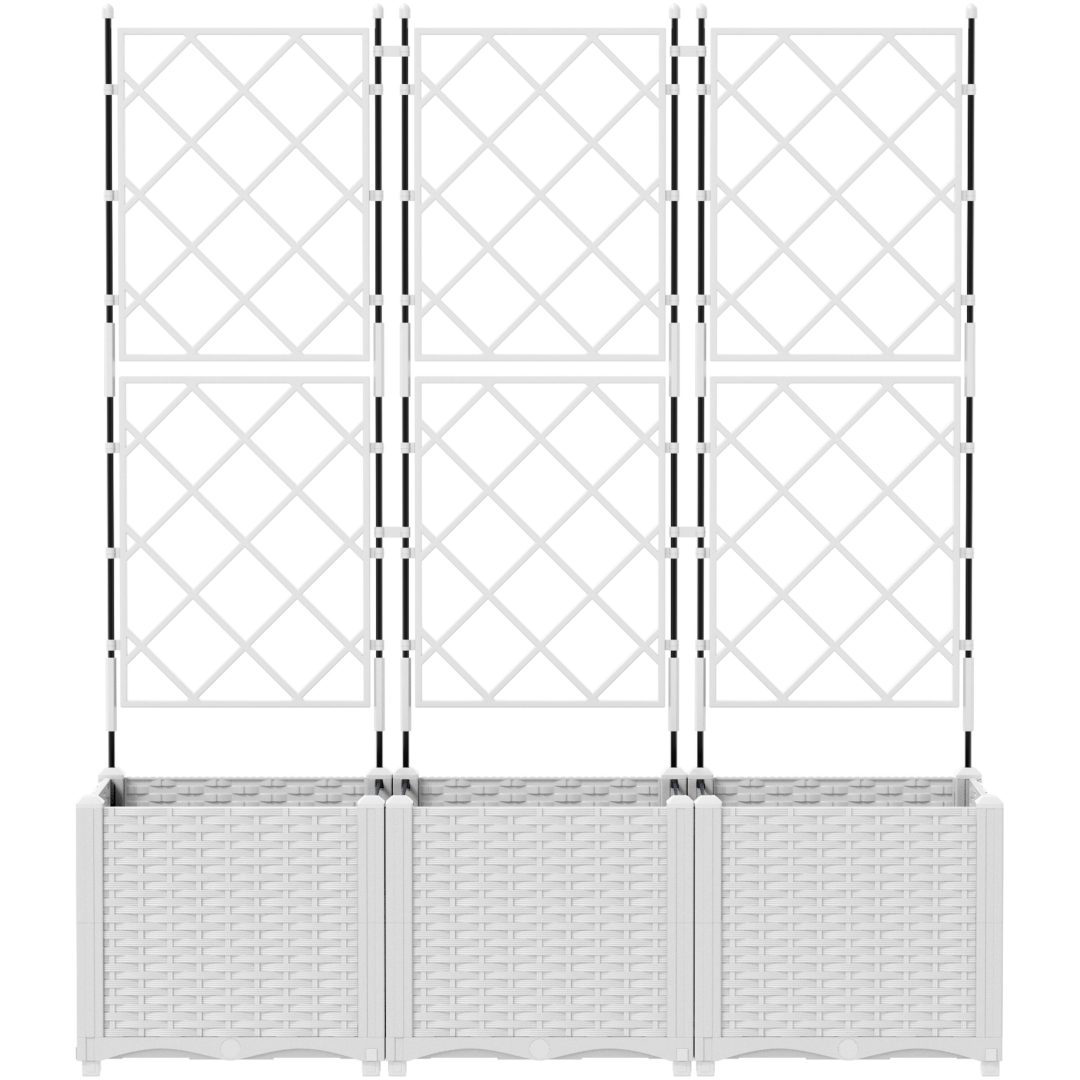 Trädgårdsplanterare med Trellis 3 st Vit vidaXL 120 x 40 x 143 cm – bild 5