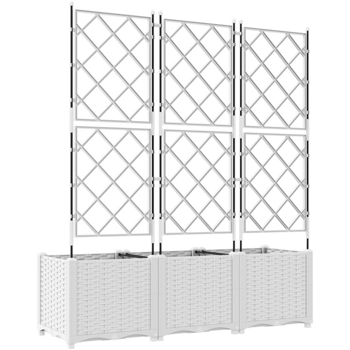 Trädgårdsplanterare med Trellis 3 st Vit vidaXL 120 x 40 x 143 cm – bild 7