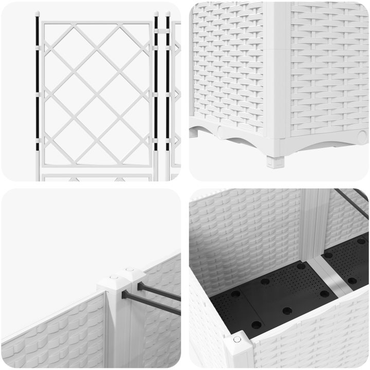 Trädgårdsplanterare med Trellis 3 st Vit vidaXL 120 x 40 x 143 cm – bild 8