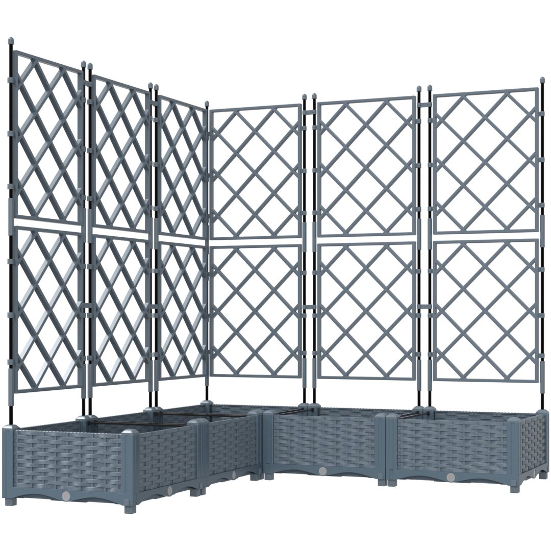 Trädgårdsplanterare med Trellis 5 st Ljusgrå vidaXL 120 x 120 x 125.5 cm – bild 2