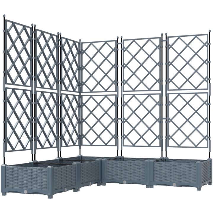 Trädgårdsplanterare med Trellis 5 st Ljusgrå vidaXL 120 x 120 x 125.5 cm – bild 2