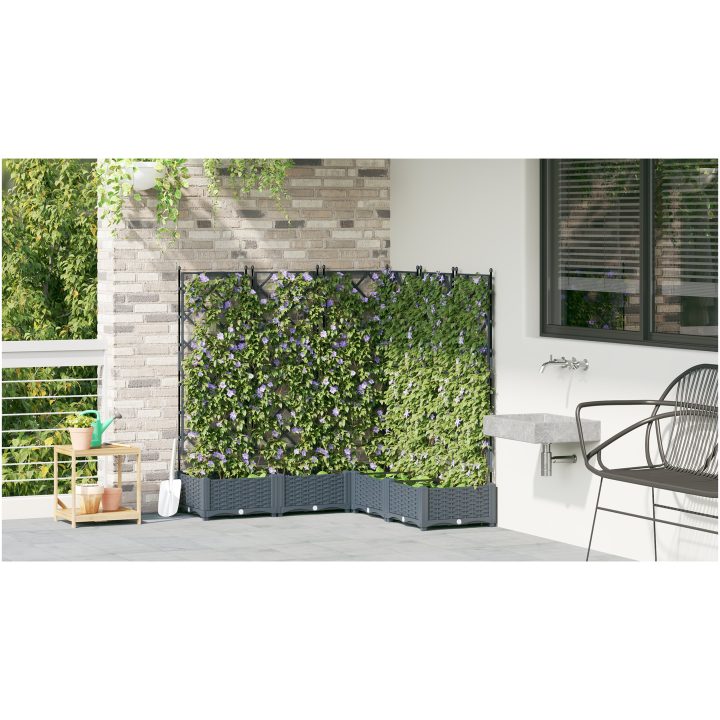 Trädgårdsplanterare med Trellis 5 st Ljusgrå vidaXL 120 x 120 x 125.5 cm – bild 4