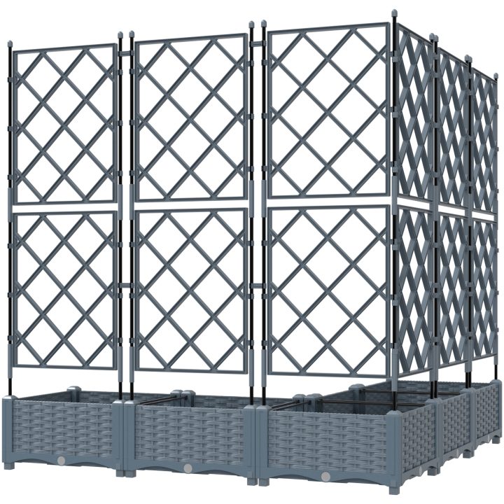 Trädgårdsplanterare med Trellis 5 st Ljusgrå vidaXL 120 x 120 x 125.5 cm – bild 6