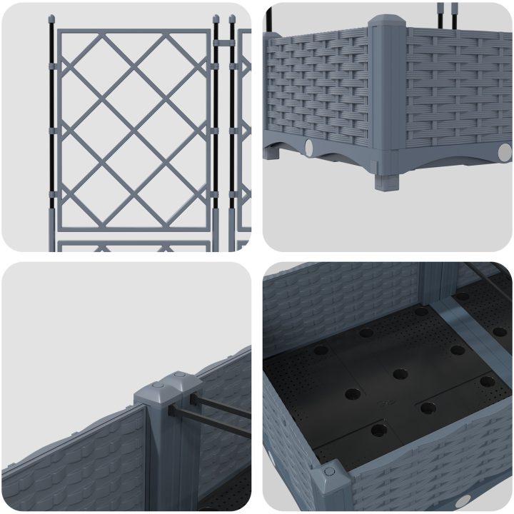 Trädgårdsplanterare med Trellis 5 st Ljusgrå vidaXL 120 x 120 x 125.5 cm – bild 7