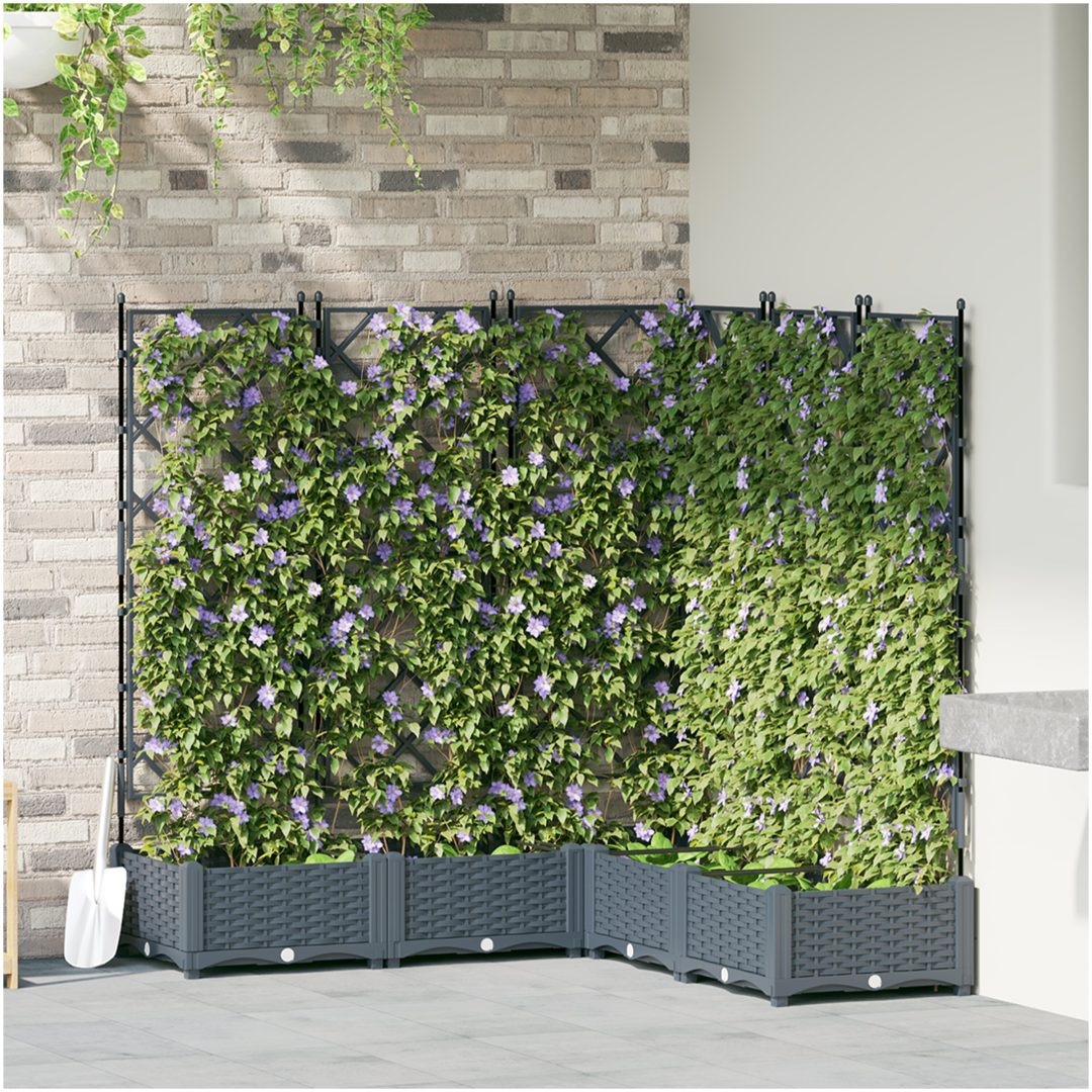 Trädgårdsplanterare med Trellis 5 st Ljusgrå vidaXL 120 x 120 x 125.5 cm