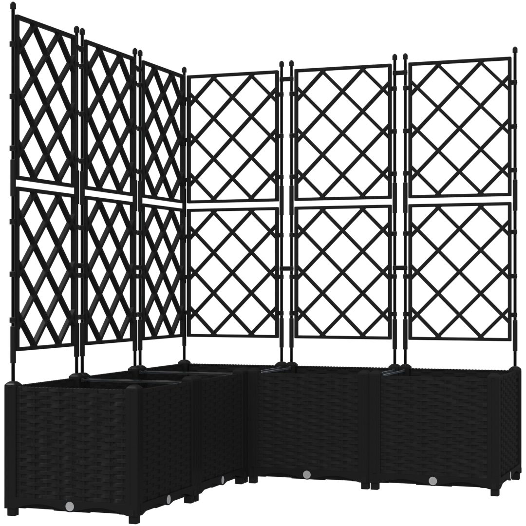 Trädgårdsplanterare med Trellis 5 st Svart vidaXL 120 x 120 x 143 cm – bild 2