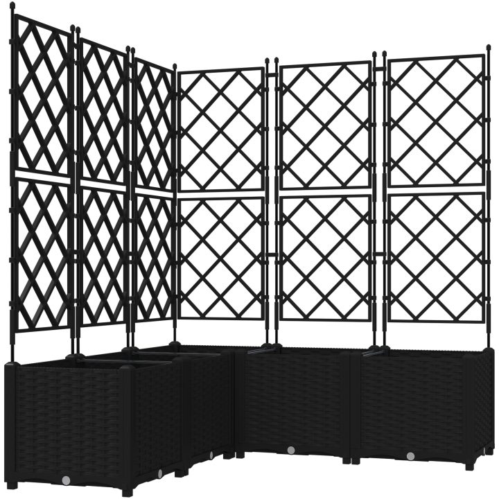 Trädgårdsplanterare med Trellis 5 st Svart vidaXL 120 x 120 x 143 cm – bild 2