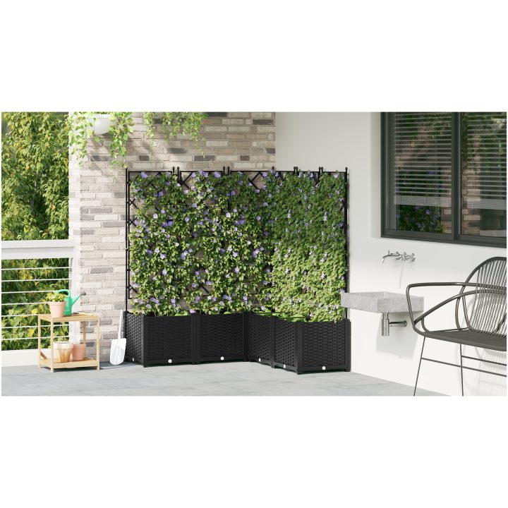 Trädgårdsplanterare med Trellis 5 st Svart vidaXL 120 x 120 x 143 cm – bild 4