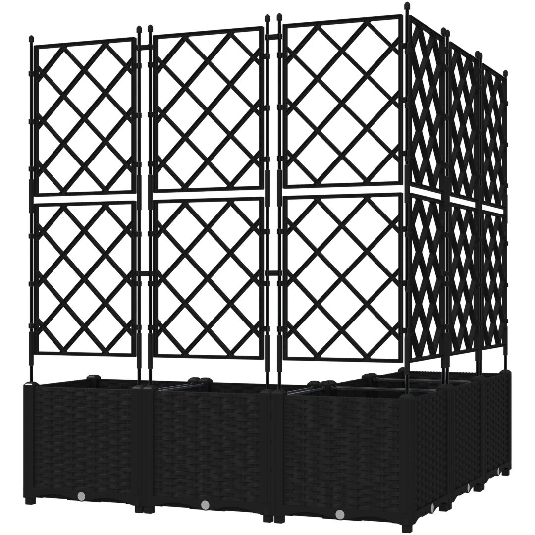 Trädgårdsplanterare med Trellis 5 st Svart vidaXL 120 x 120 x 143 cm – bild 6