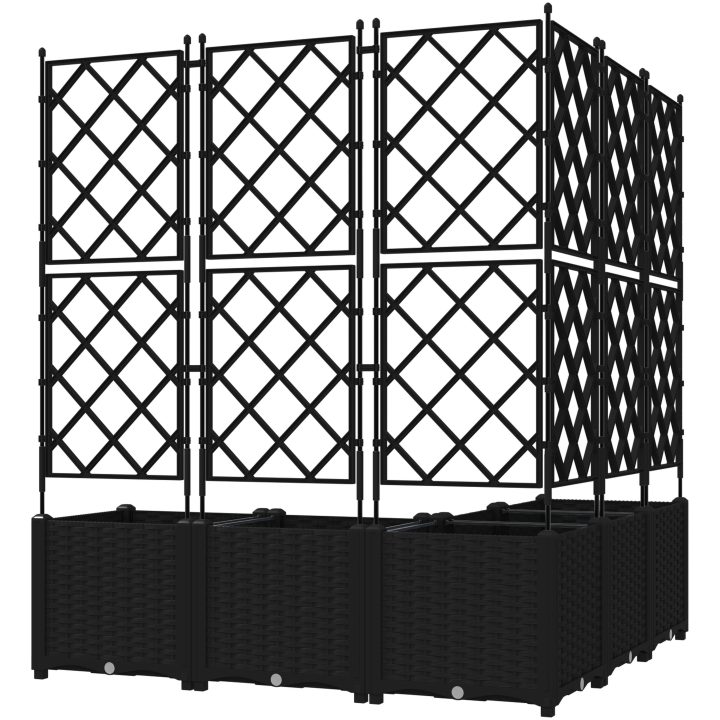 Trädgårdsplanterare med Trellis 5 st Svart vidaXL 120 x 120 x 143 cm – bild 6