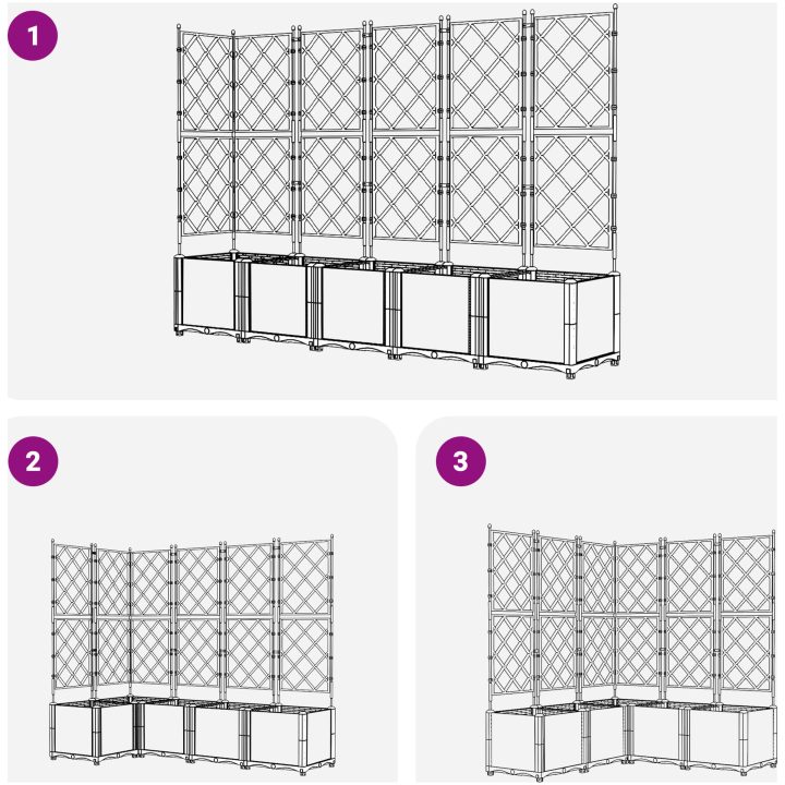 Trädgårdsplanterare med Trellis 5 st Svart vidaXL 120 x 120 x 143 cm – bild 7