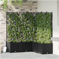 Trädgårdsplanterare med Trellis 5 st Svart vidaXL