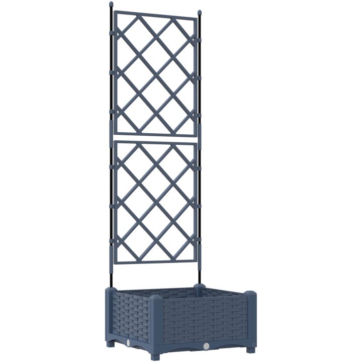 Trädgårdsplanterare med Trellis Grå vidaXL 40 x 40 x 125,5 cm – bild 2