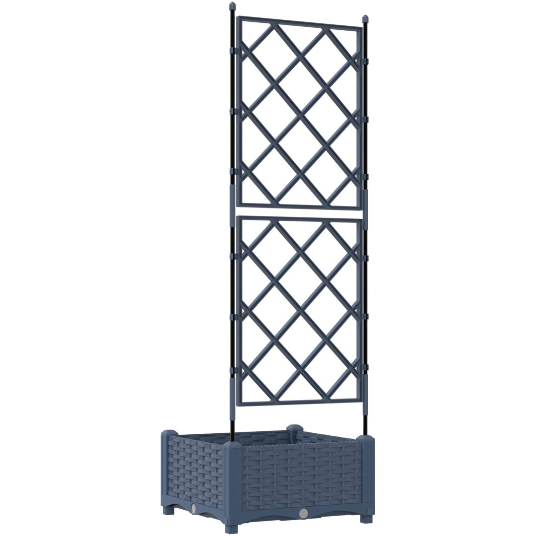 Trädgårdsplanterare med Trellis Grå vidaXL 40 x 40 x 125,5 cm – bild 7