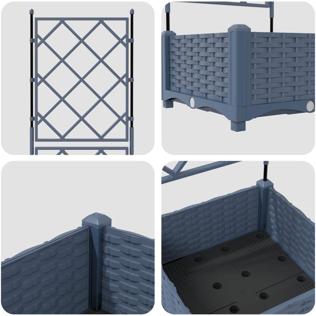 Trädgårdsplanterare med Trellis Grå vidaXL 40 x 40 x 125,5 cm – bild 8