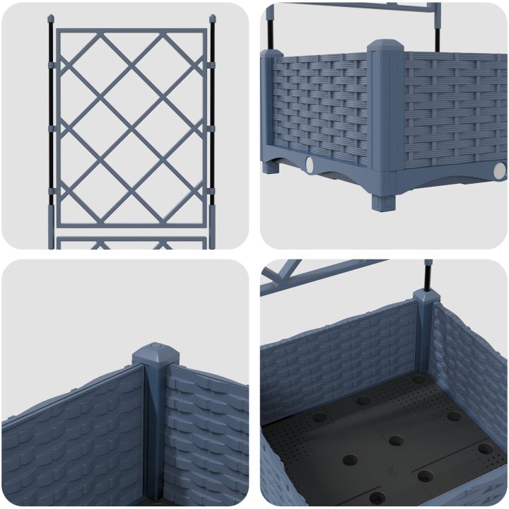 Trädgårdsplanterare med Trellis Grå vidaXL 40 x 40 x 125,5 cm – bild 8