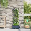 Trädgårdsplanterare med Trellis Grå vidaXL 40 x 40 x 125,5 cm – miniatyr 1