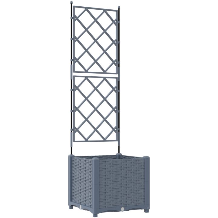 Trädgårdsplanterare med Trellis Ljusgrå vidaXL 40 x 40 x 143 cm – bild 2