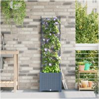 Trädgårdsplanterare med Trellis Ljusgrå vidaXL