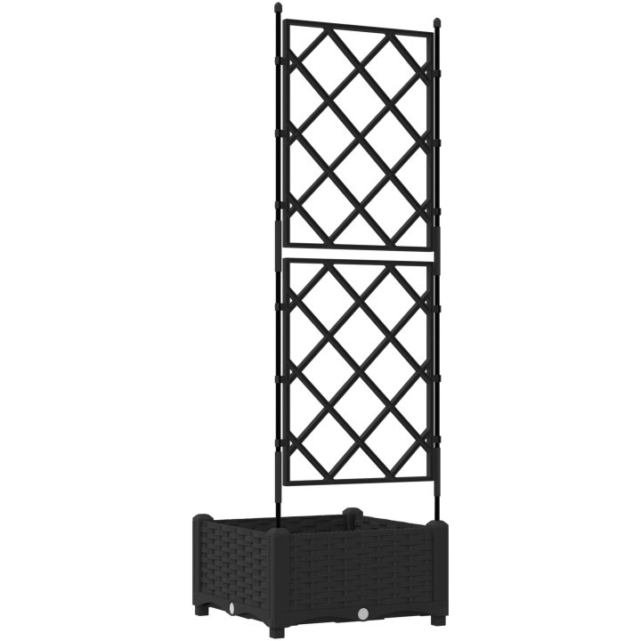 Trädgårdsplanterare med Trellis Svart vidaXL 40 x 40 x 125.5 cm – bild 6