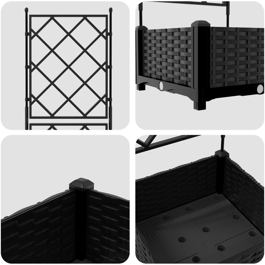 Trädgårdsplanterare med Trellis Svart vidaXL 40 x 40 x 125.5 cm – bild 7