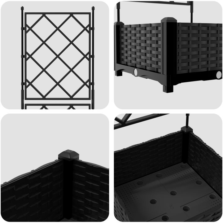 Trädgårdsplanterare med Trellis Svart vidaXL 40 x 40 x 125.5 cm – bild 7