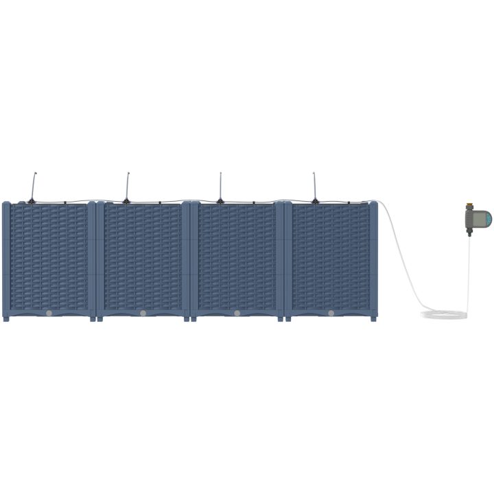 Trädgårdsplanterare med Vattenbevattningssystem 4 st Grå vidaXL 160 x 40 x 52 cm – bild 5