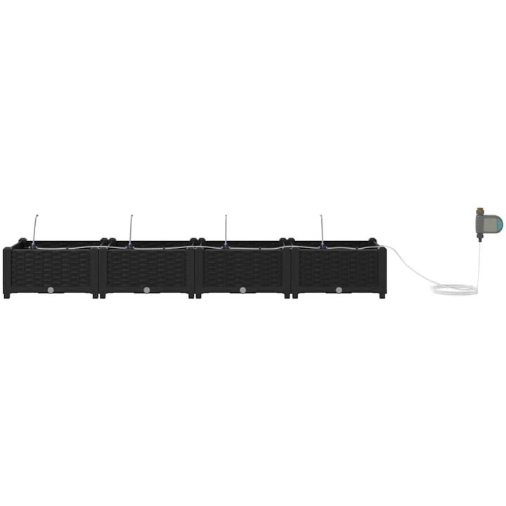 Trädgårdsplanterare med Vatteningssystem 4 st Svart vidaXL 160 x 40 x 22 cm – bild 6