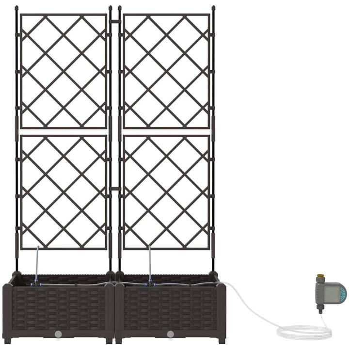Trädgårdsplanterare med Vattenirrigationssystem 2 st Brun vidaXL 80 x 40 x 126 cm – bild 6
