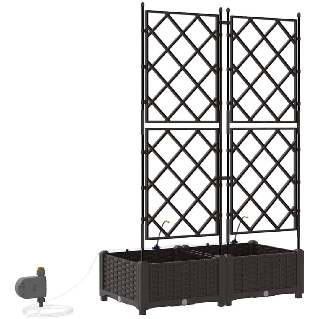 Trädgårdsplanterare med Vattenirrigationssystem 2 st Brun vidaXL 80 x 40 x 126 cm – bild 8