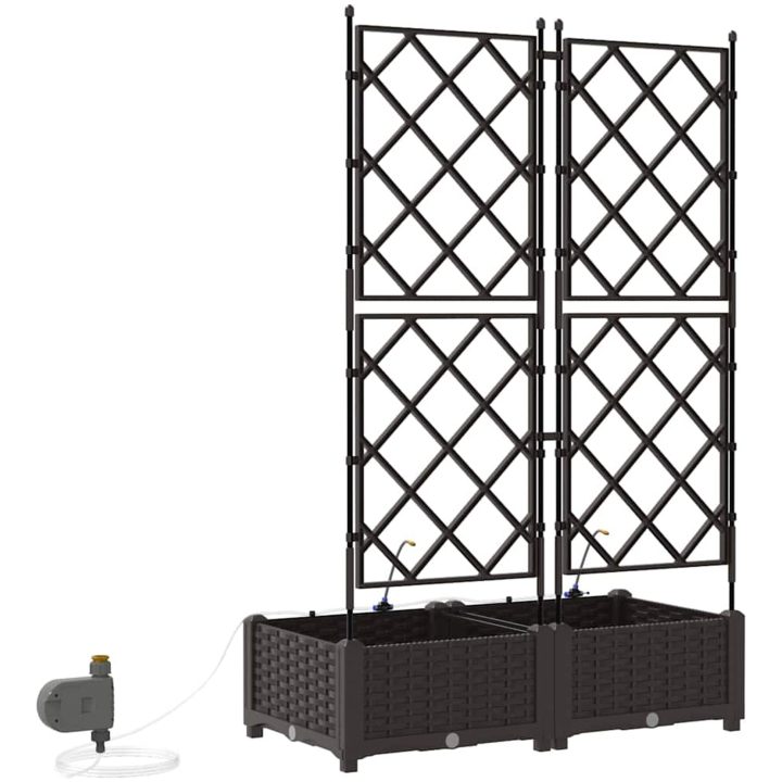 Trädgårdsplanterare med Vattenirrigationssystem 2 st Brun vidaXL 80 x 40 x 126 cm – bild 8