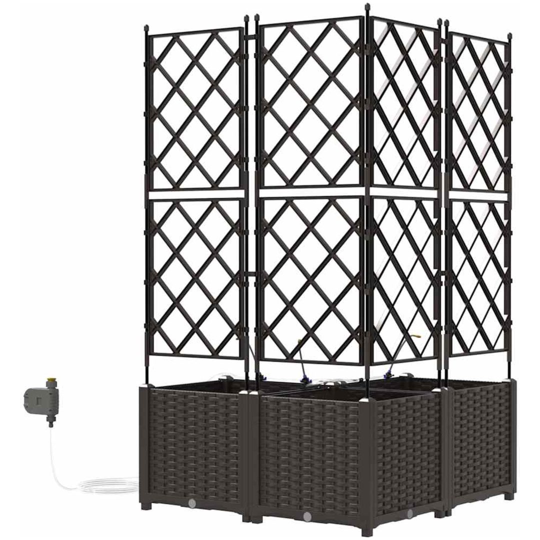 Trädgårdsplanterare med Vattenirrigationssystem 3 st Brun vidaXL 80 x 80 x 142 cm – bild 7