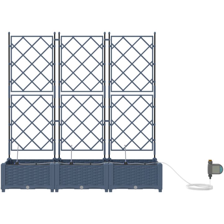 Trädgårdsplanterare med Vattenirrigationssystem 3 st Grå vidaXL 120 x 40 x 126 cm – bild 5