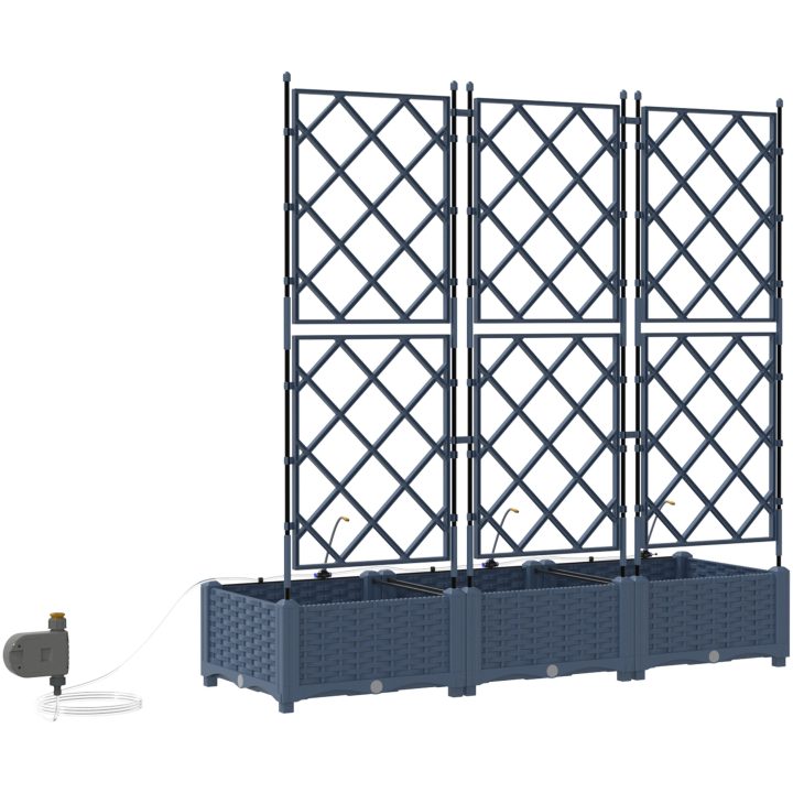 Trädgårdsplanterare med Vattenirrigationssystem 3 st Grå vidaXL 120 x 40 x 126 cm – bild 7