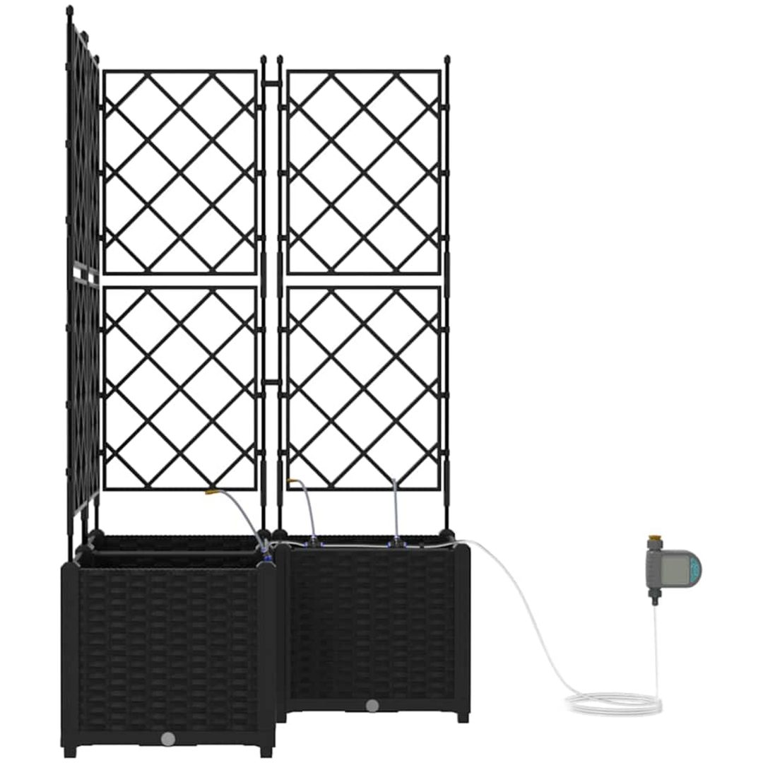 Trädgårdsplanterare med Vattenirrigationssystem 3 st Svart vidaXL 80 x 80 x 142 cm – bild 6