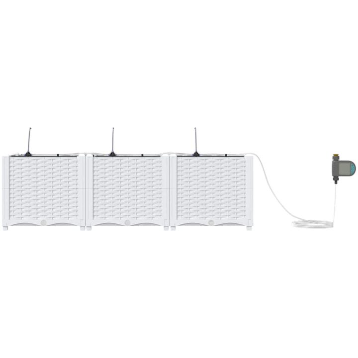 Trädgårdsplanterare med Vattenirrigationssystem 3 st Vit vidaXL 120 x 40 x 37,5 cm – bild 6