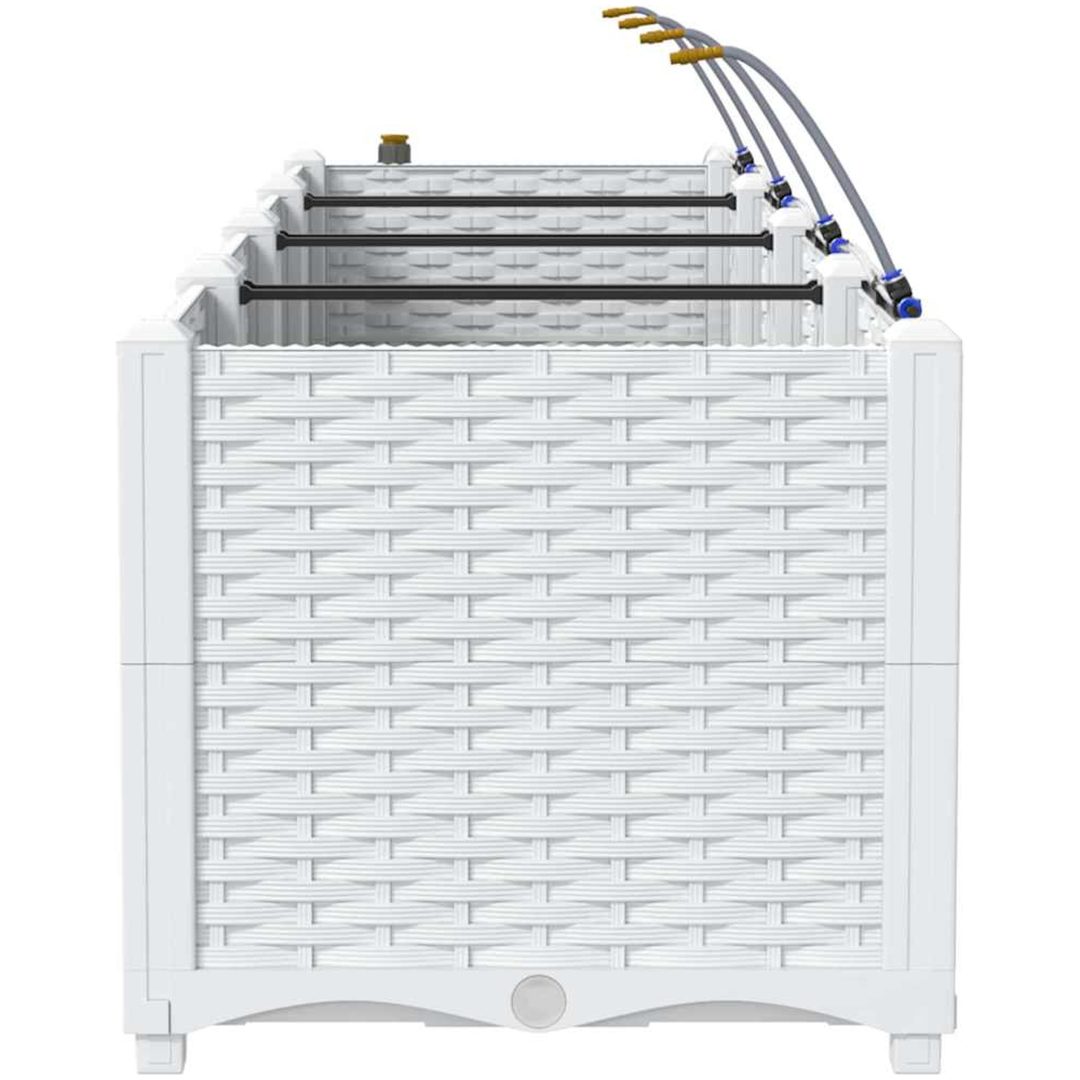 Trädgårdsplanterare med Vattenirrigationssystem 3 st Vit vidaXL 120 x 40 x 37,5 cm – bild 7