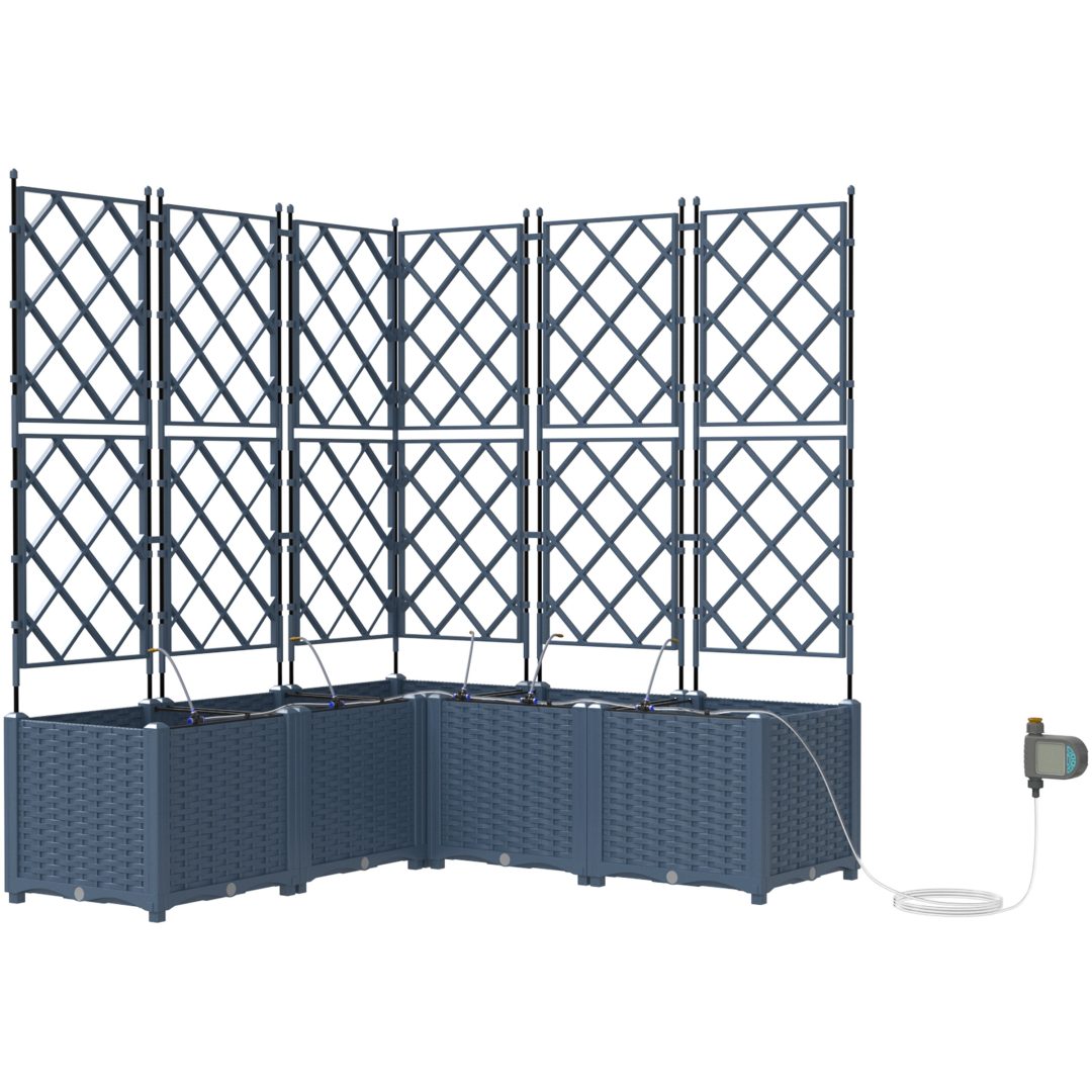 Trädgårdsplanterare med Vattenirrigationssystem 5 st Grå vidaXL 120 x 120 x 142 cm – bild 2